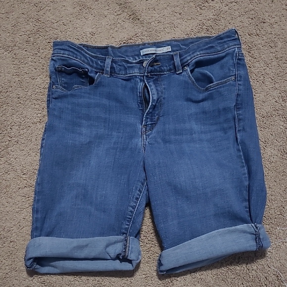 Levi's Pants - Womens Levi Blue Medium Wash Jean Shorts with Rolled Cuffs